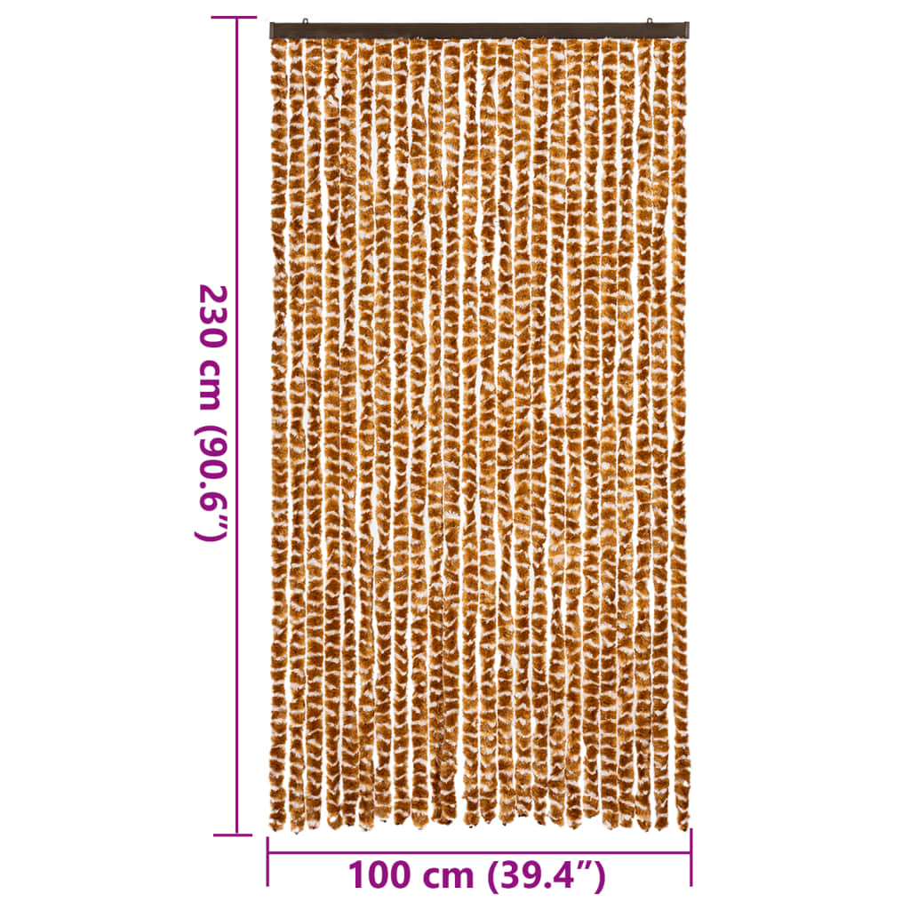 flueforhæng 100x230 cm chenille okkergul og hvid
