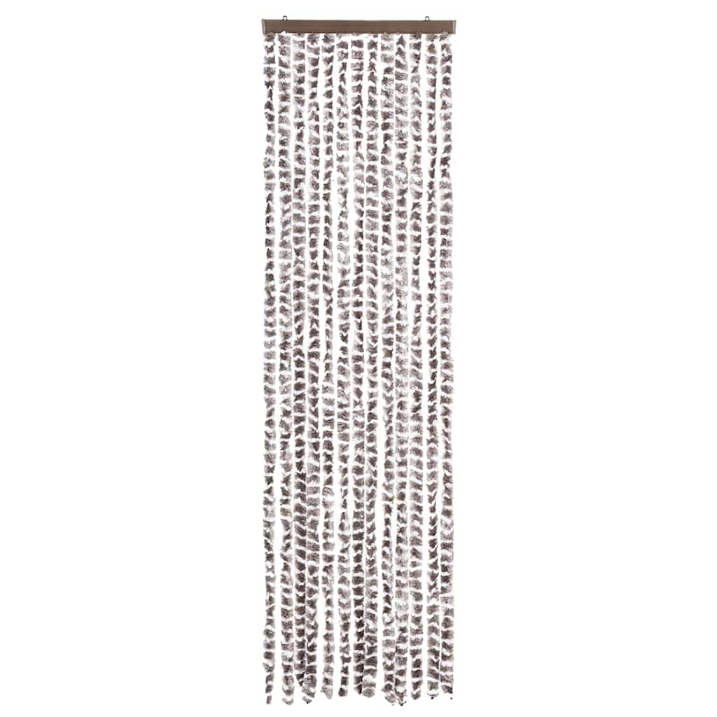 flueforhæng 56x200 cm chenille gråbrun og hvid