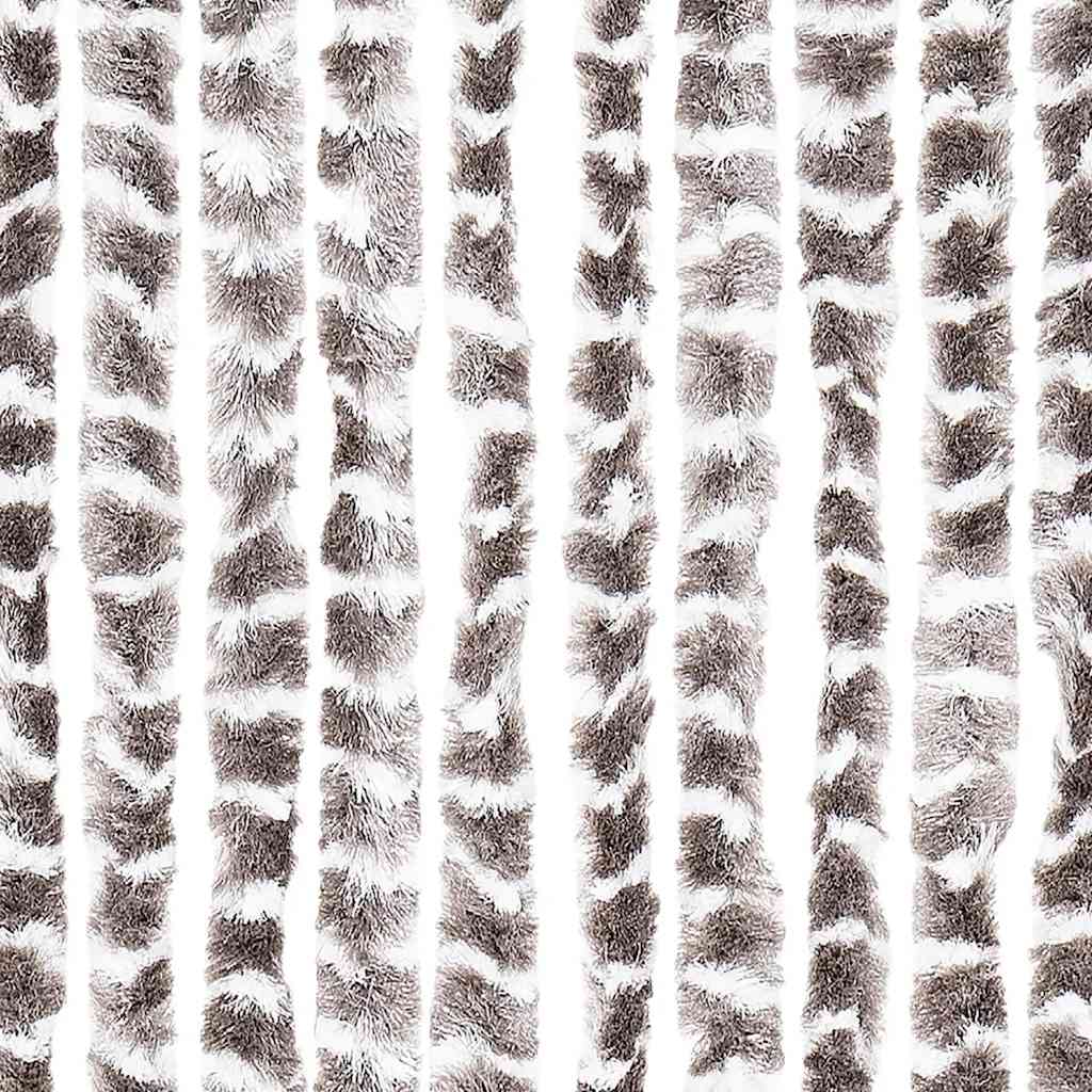 flueforhæng 56x200 cm chenille gråbrun og hvid