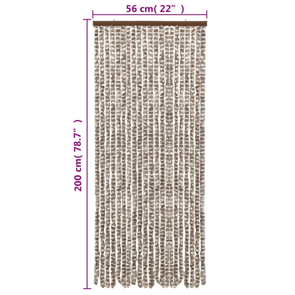 flueforhæng 56x200 cm chenille gråbrun og hvid