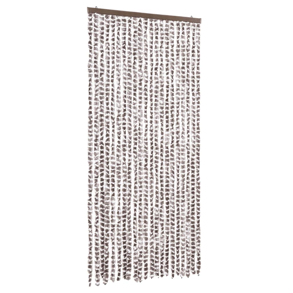 flueforhæng 90x200 cm chenille gråbrun og hvid