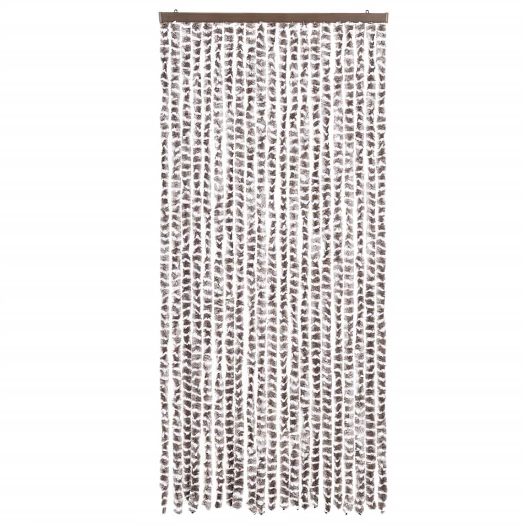 flueforhæng 90x200 cm chenille gråbrun og hvid