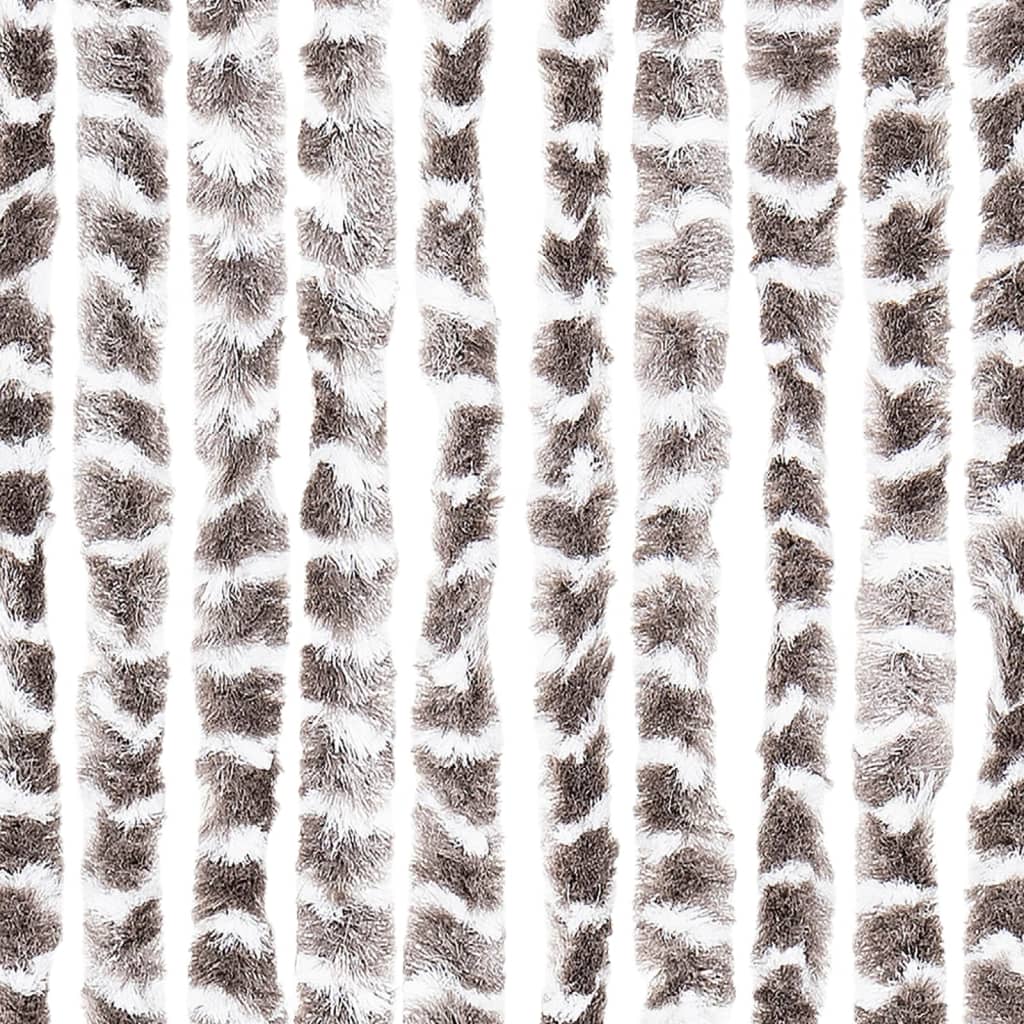 flueforhæng 90x200 cm chenille gråbrun og hvid