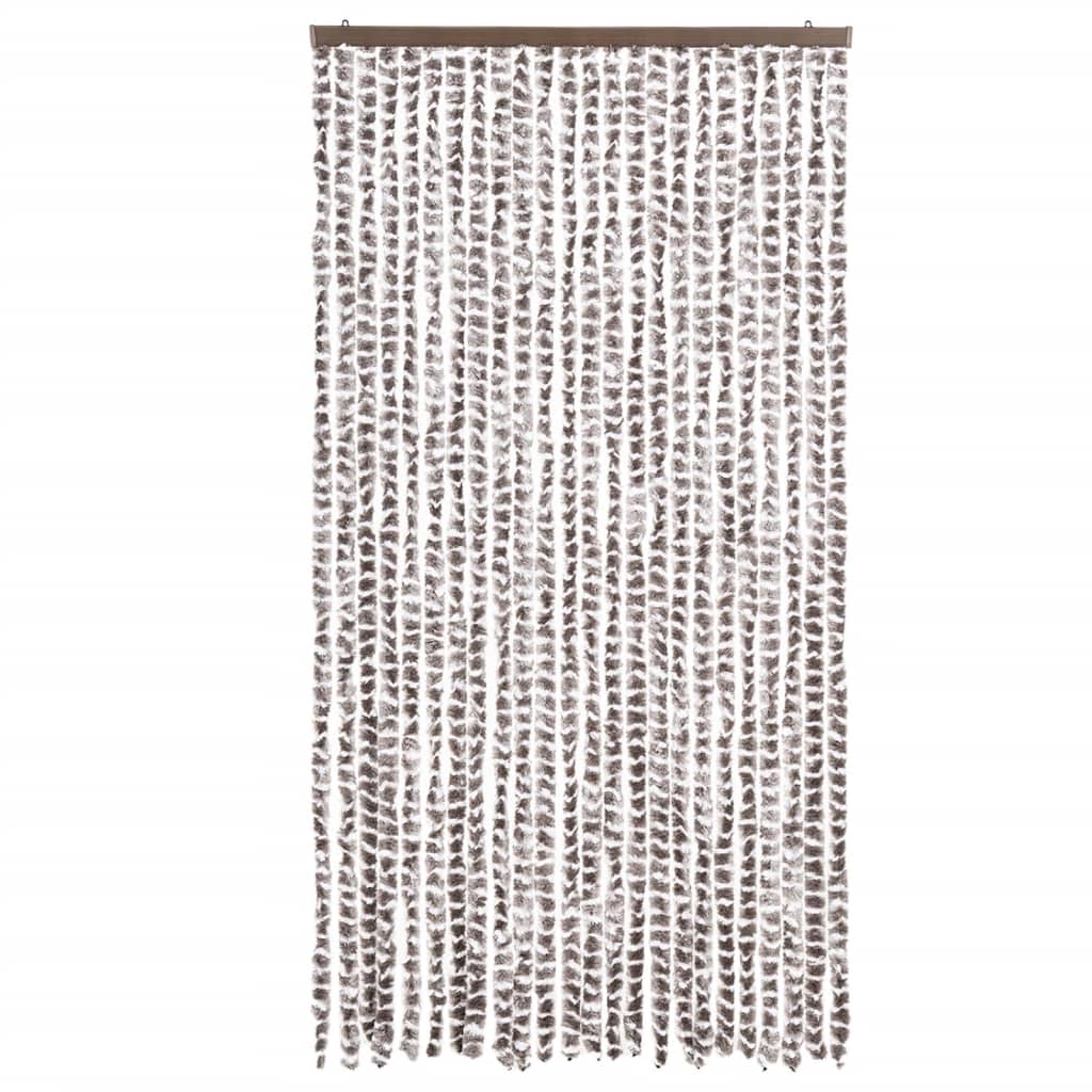 flueforhæng 100x200 cm chenille gråbrun og hvid