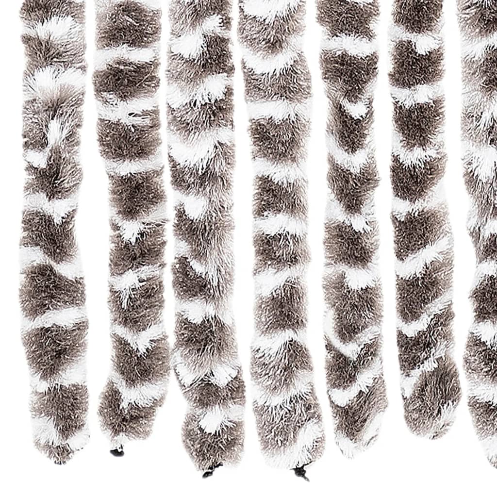 flueforhæng 100x200 cm chenille gråbrun og hvid