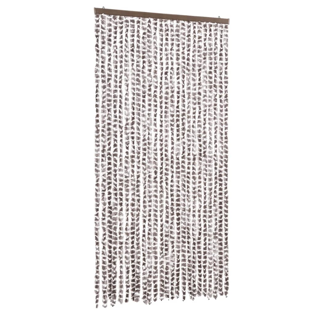 flueforhæng 100x230 cm chenille gråbrun og hvid