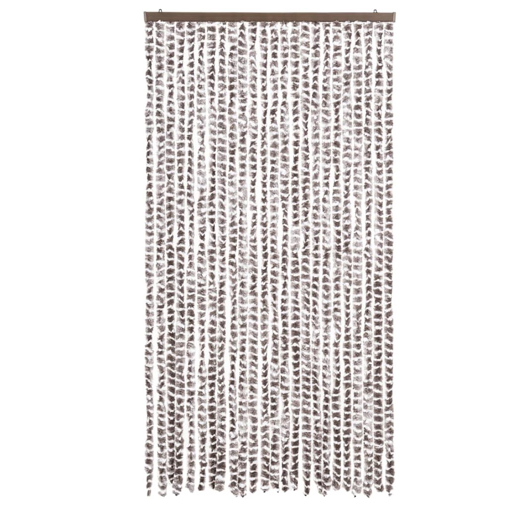flueforhæng 100x230 cm chenille gråbrun og hvid