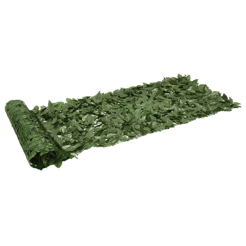 altanafskærmning 600x75 cm med mørkegrønne blade