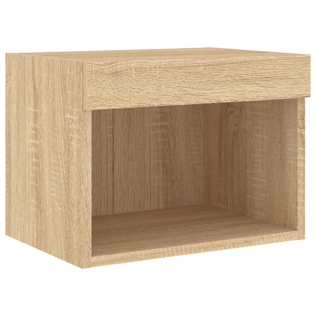 tv-møbel til væg 8 dele med LED-lys konstrueret træ sonoma-eg