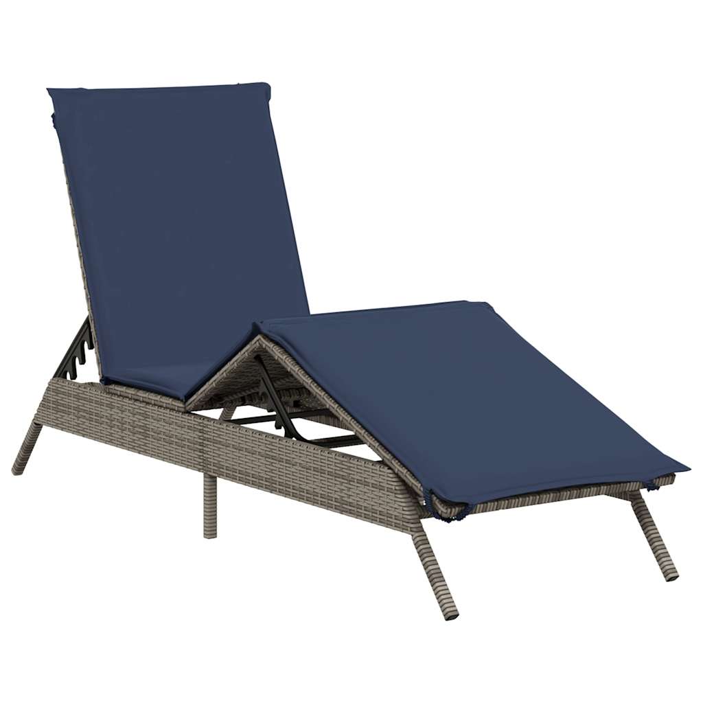 liggestol med hynde grå polyrattan