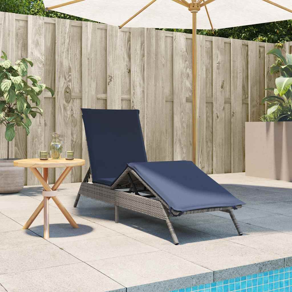 liggestol med hynde grå polyrattan