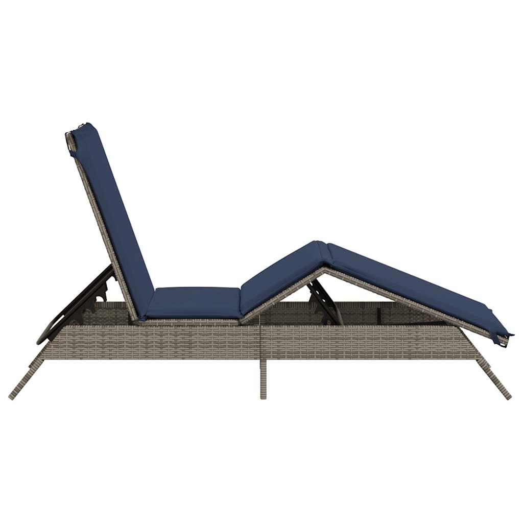 liggestol med hynde grå polyrattan
