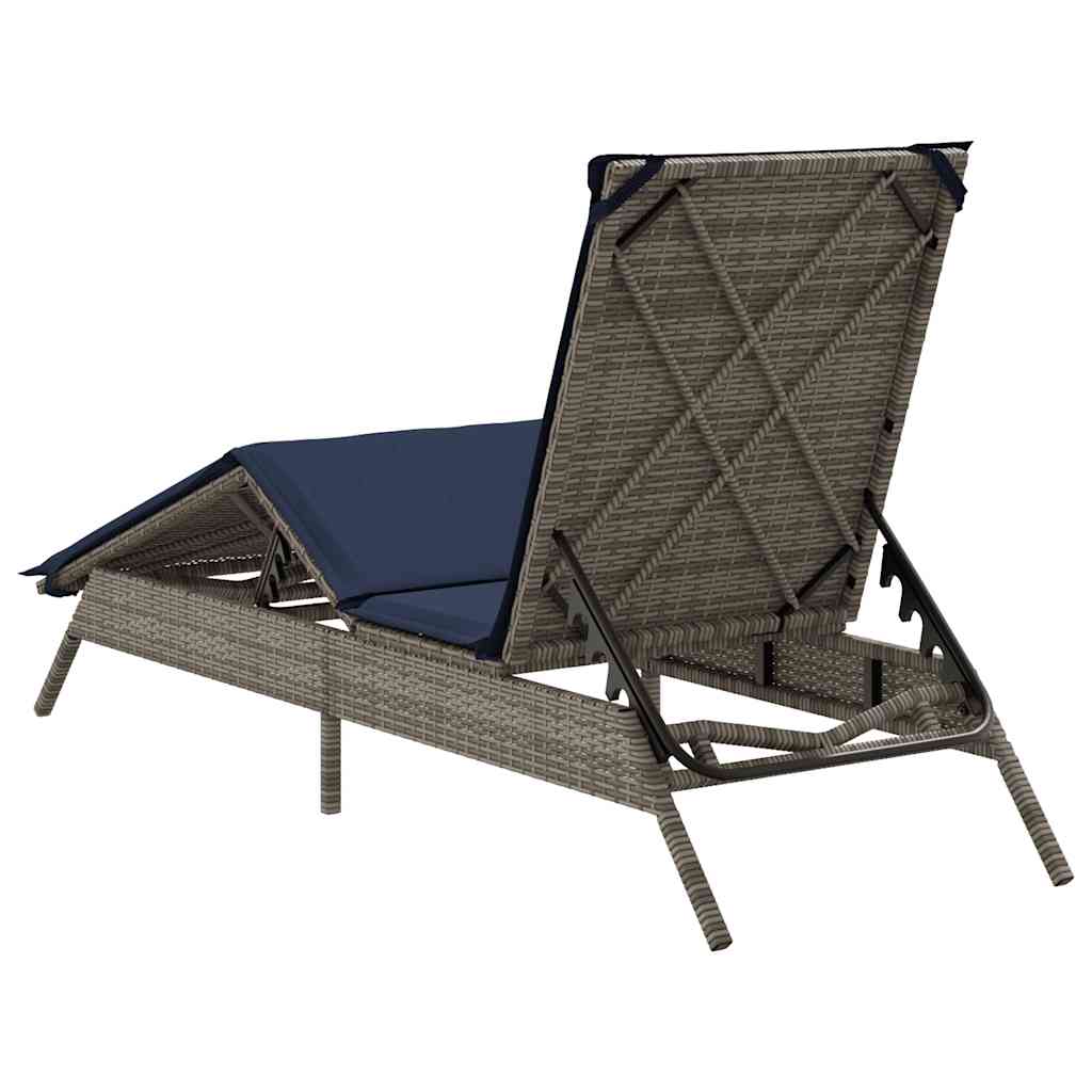 liggestol med hynde grå polyrattan
