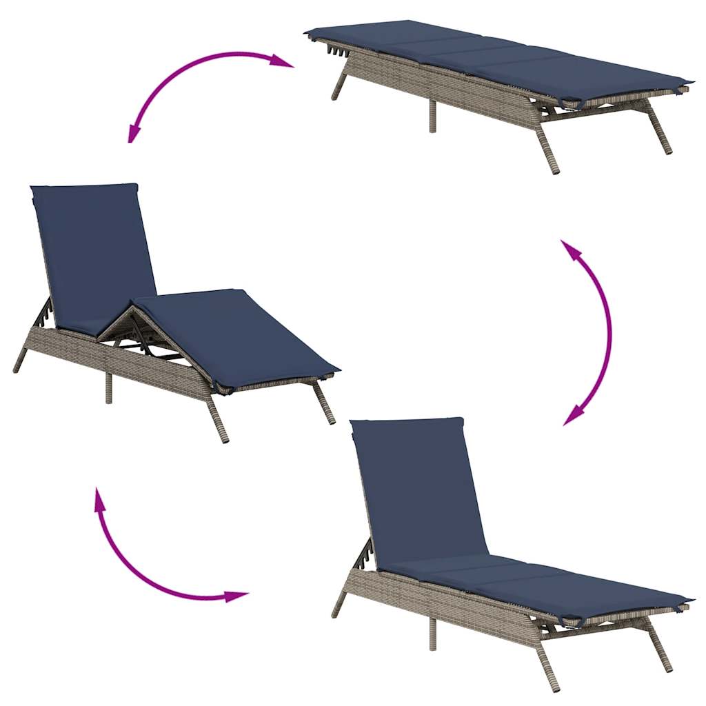 liggestol med hynde grå polyrattan