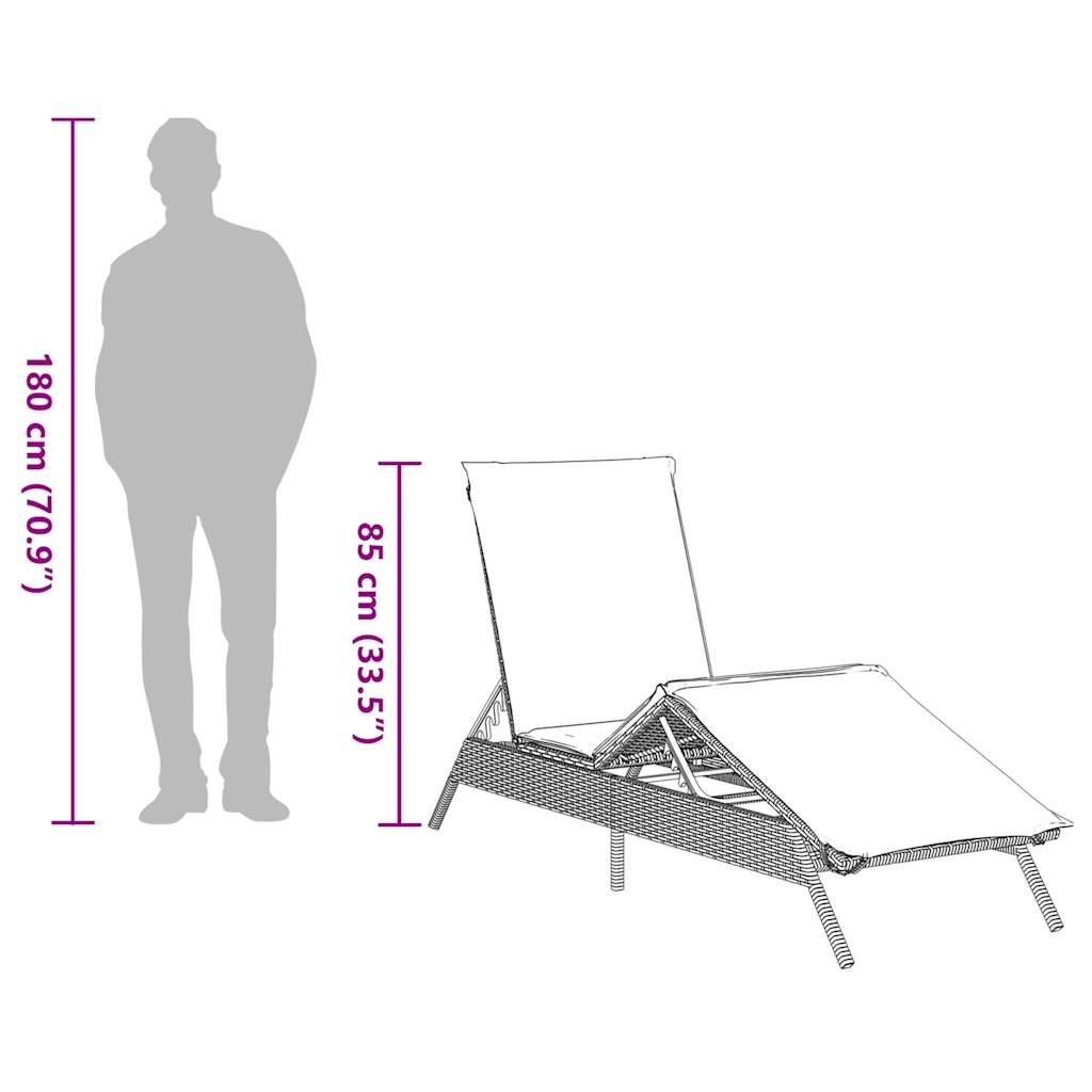 liggestol med hynde grå polyrattan
