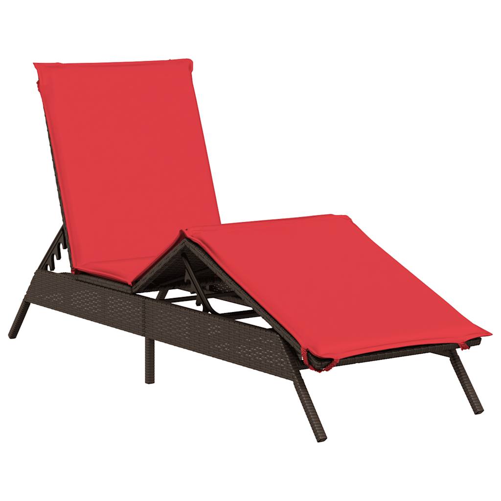 liggestol med hynde brun polyrattan