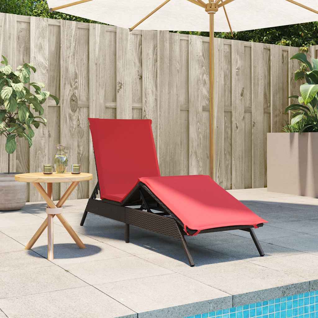 liggestol med hynde brun polyrattan