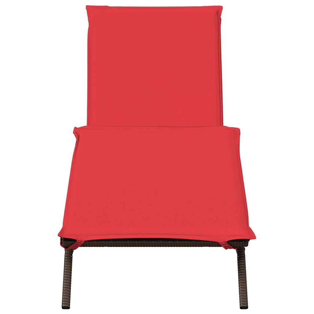 liggestol med hynde brun polyrattan