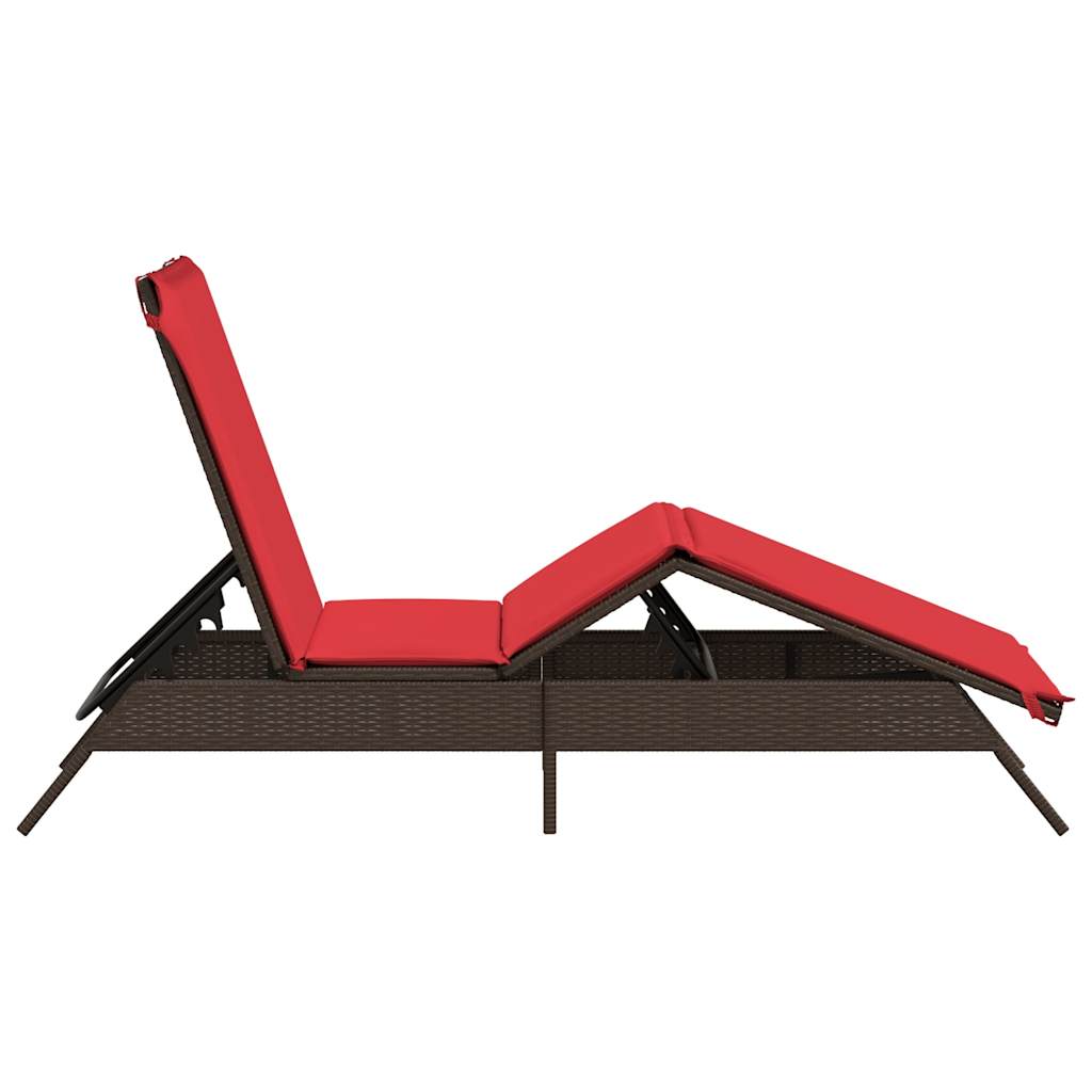 liggestol med hynde brun polyrattan