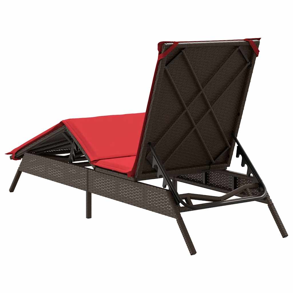 liggestol med hynde brun polyrattan