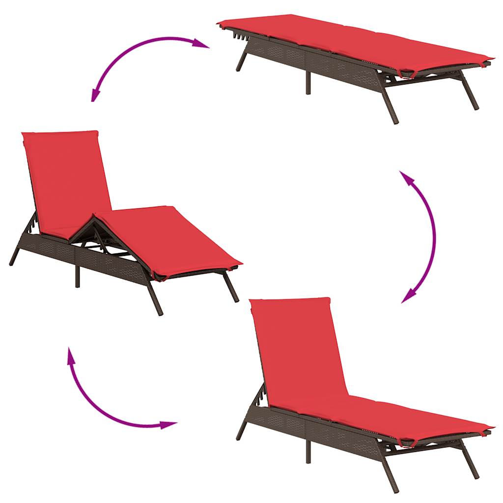 liggestol med hynde brun polyrattan