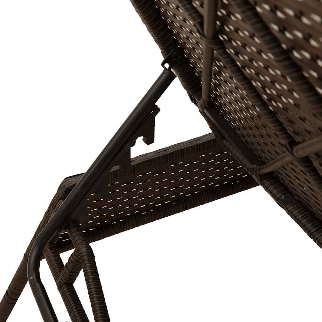 liggestol med hynde brun polyrattan