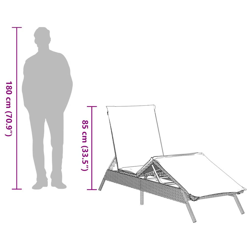 liggestol med hynde brun polyrattan