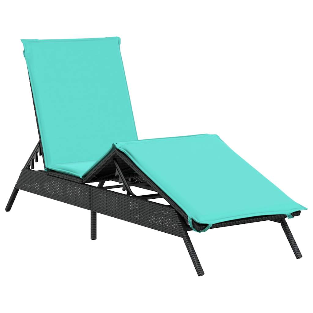 liggestol med hynde sort polyrattan