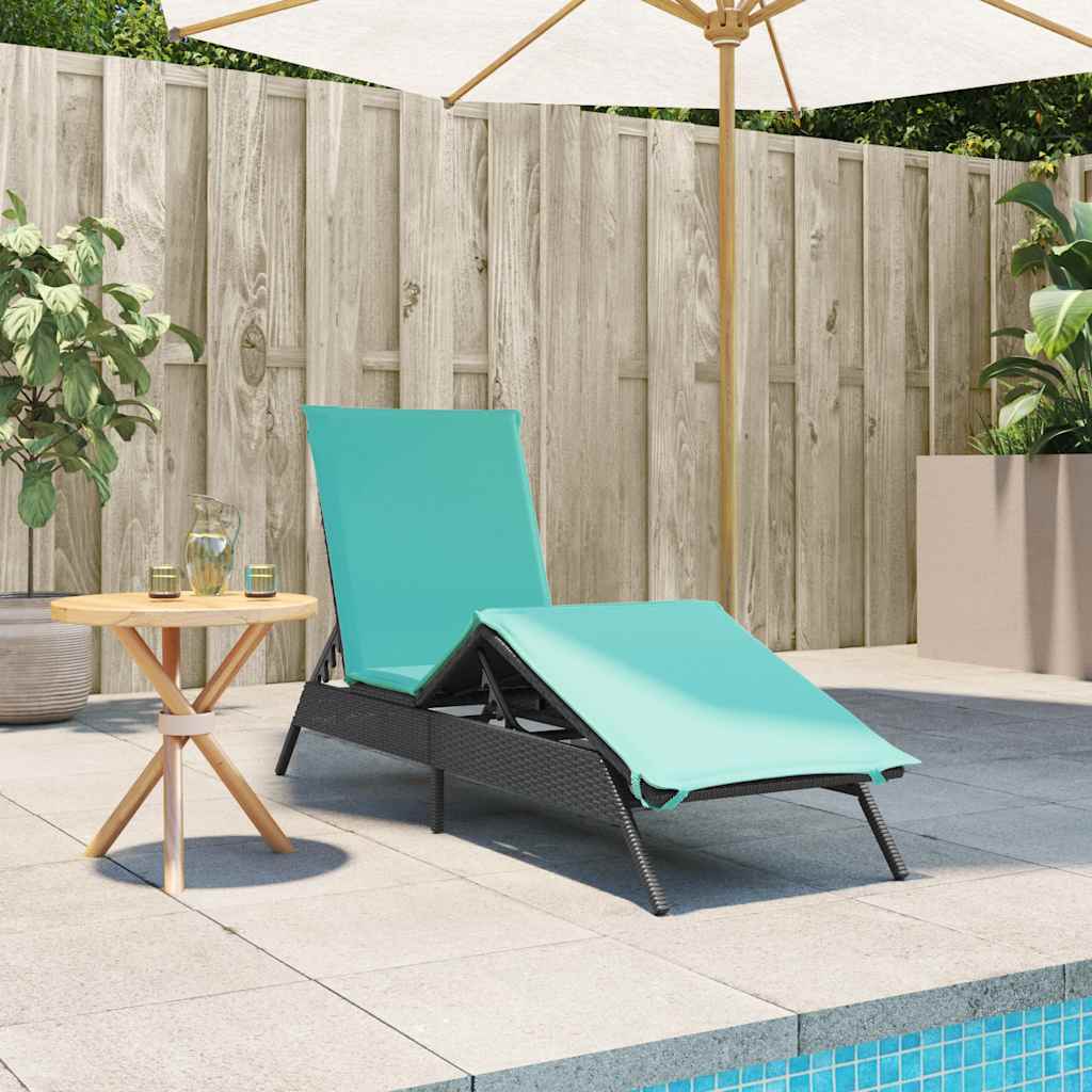 liggestol med hynde sort polyrattan