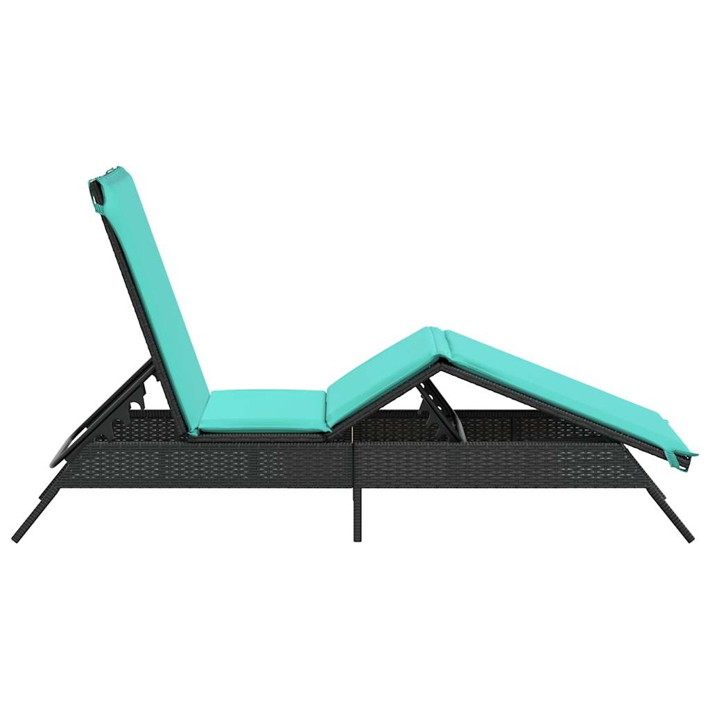 liggestol med hynde sort polyrattan