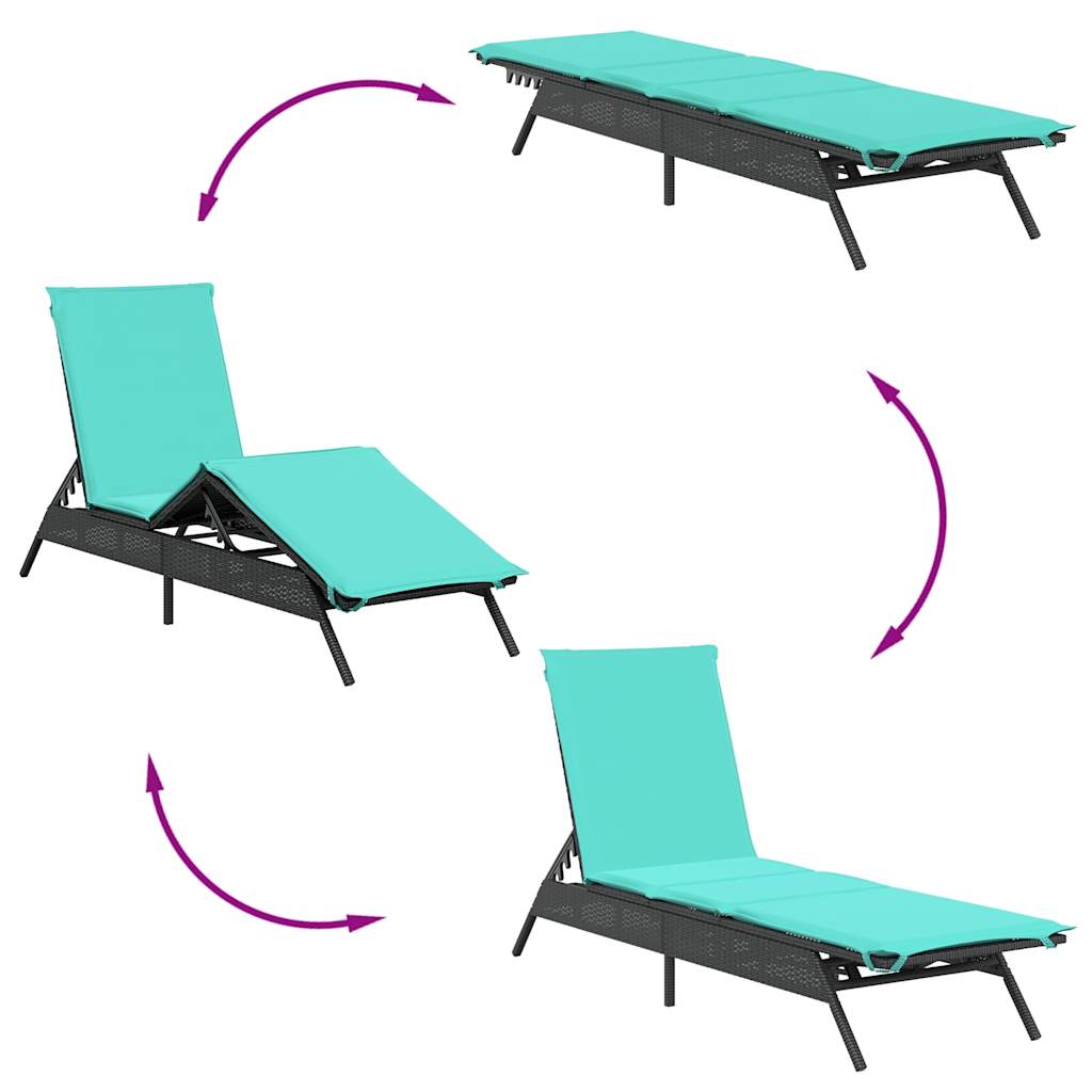 liggestol med hynde sort polyrattan