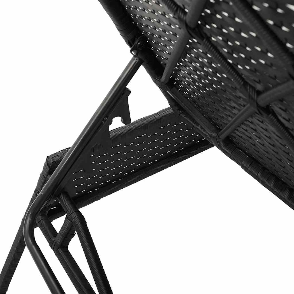 liggestol med hynde sort polyrattan