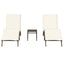 liggestole 2 stk. med bord polyrattan brun