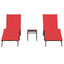 liggestole 2 stk. med bord polyrattan brun