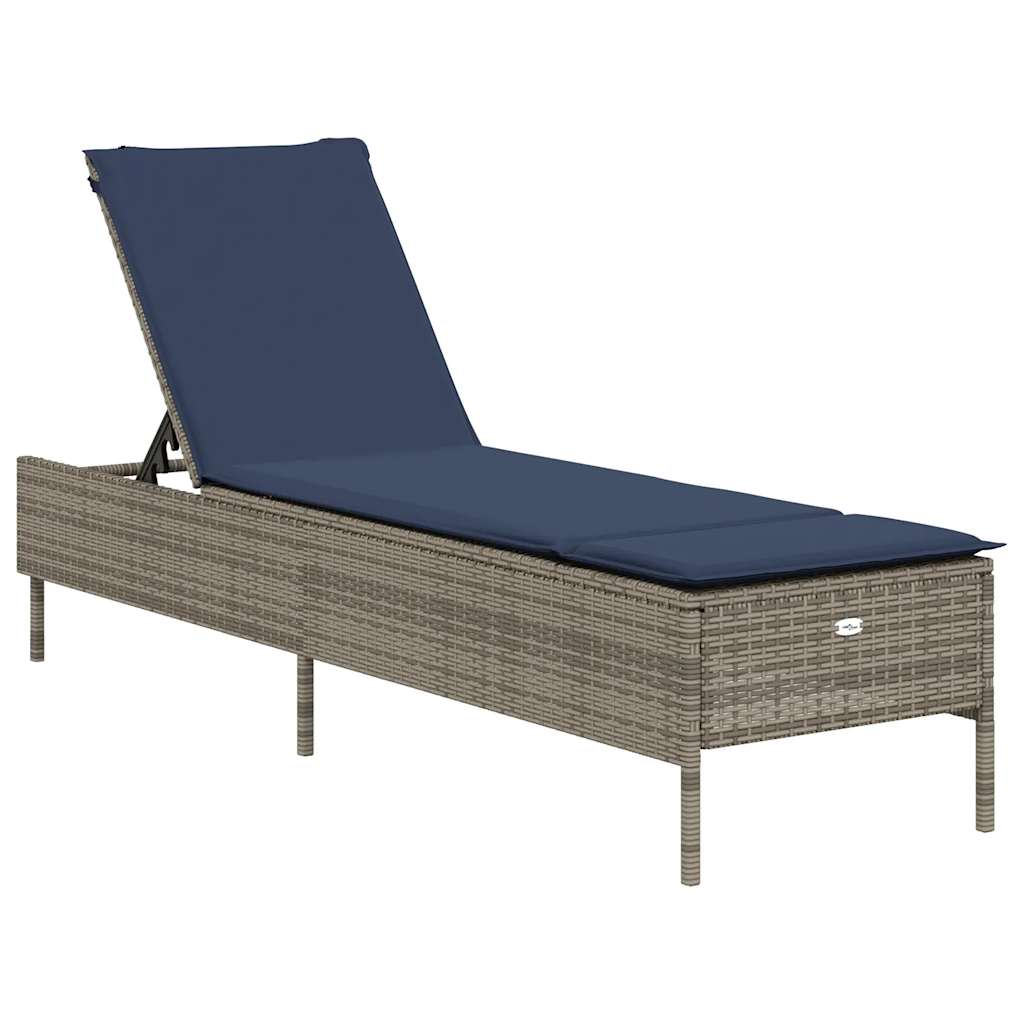 liggestol med hynde grå polyrattan