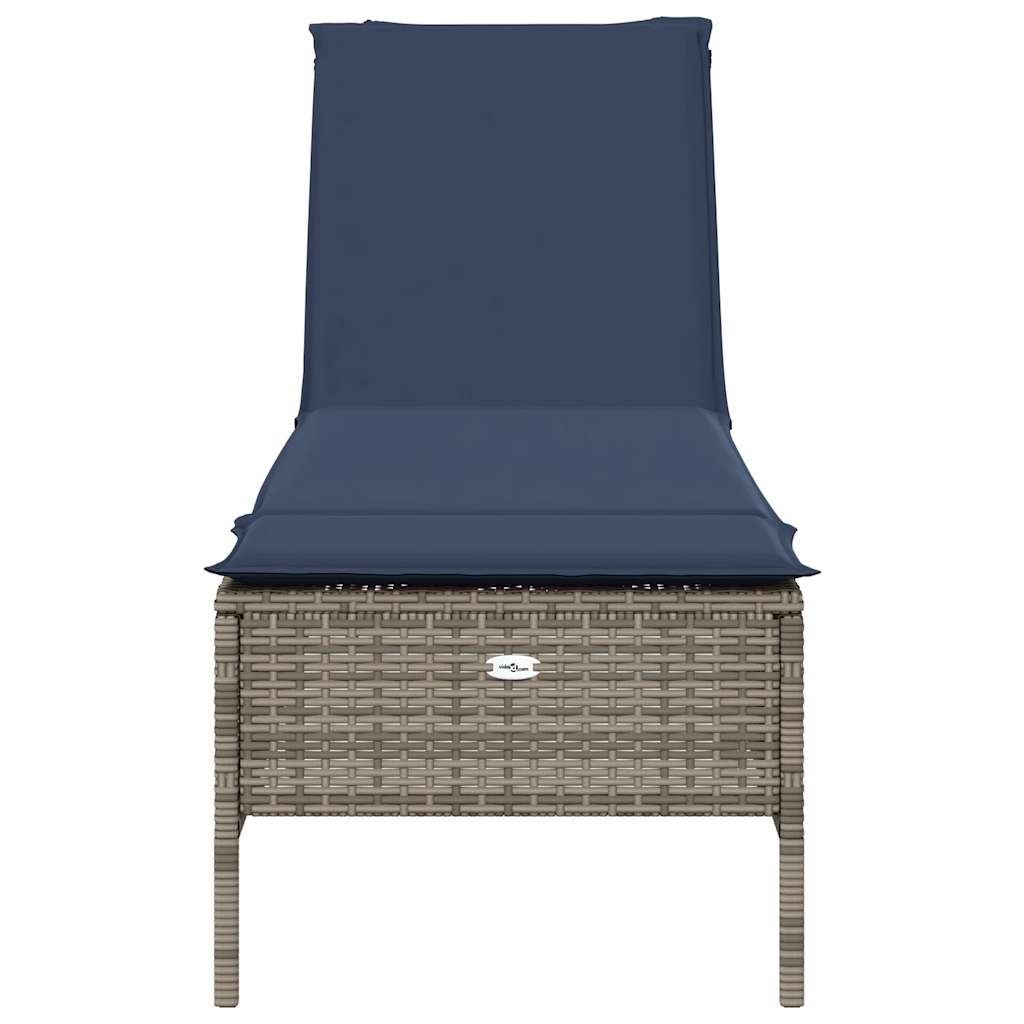 liggestol med hynde grå polyrattan