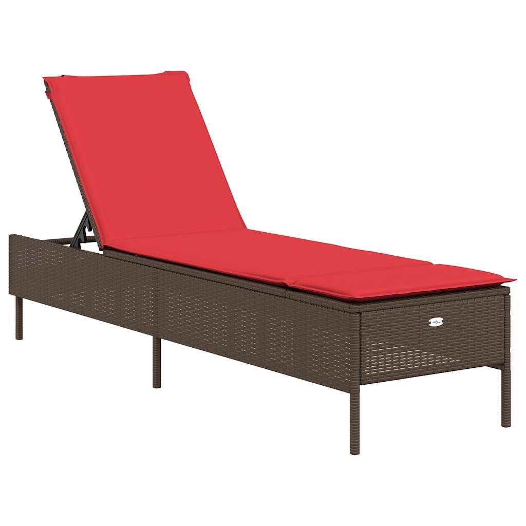 liggestol med hynde brun polyrattan