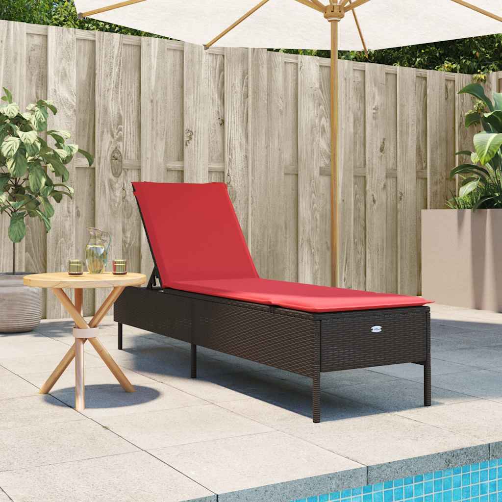 liggestol med hynde brun polyrattan