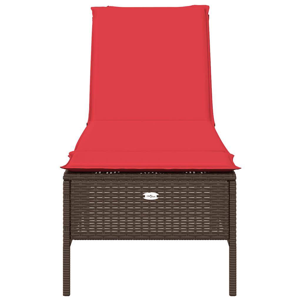 liggestol med hynde brun polyrattan