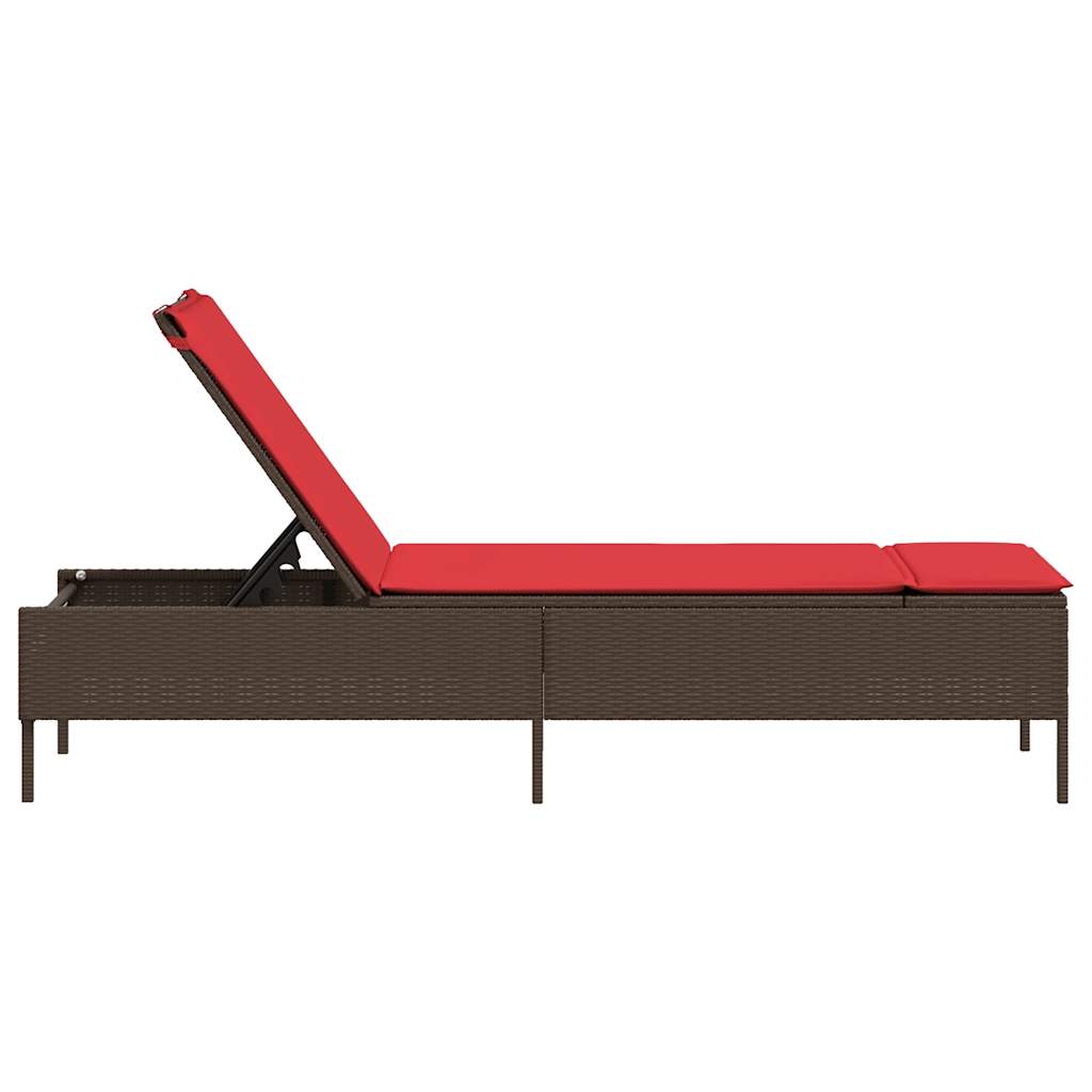 liggestol med hynde brun polyrattan