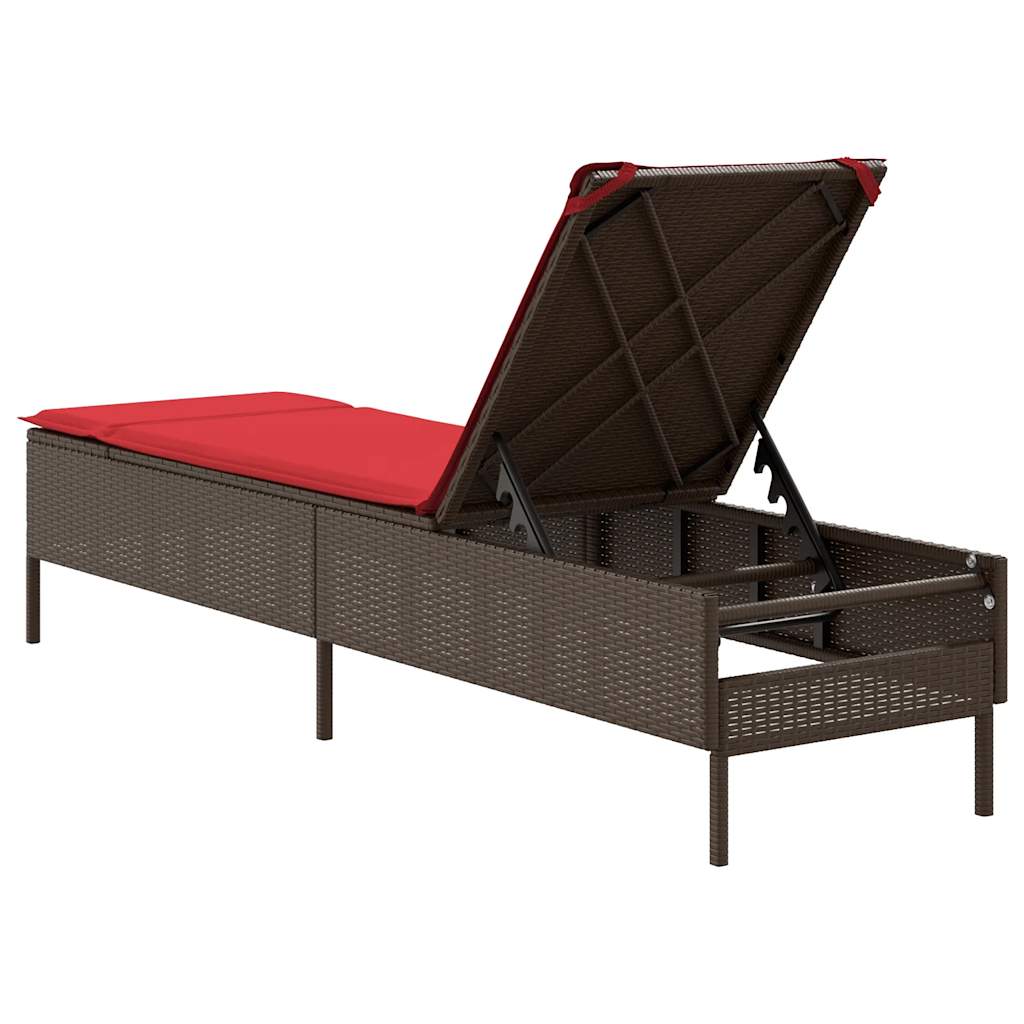 liggestol med hynde brun polyrattan