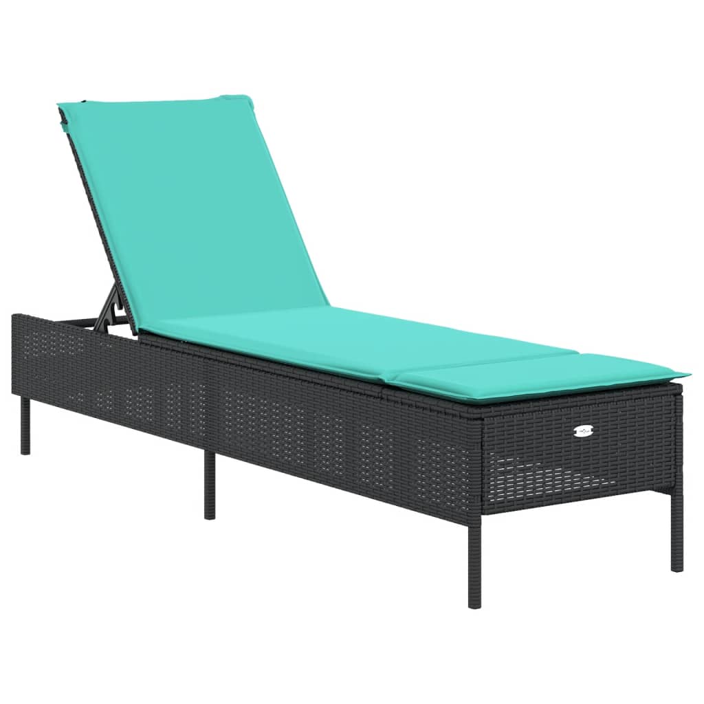 liggestol med hynde sort polyrattan