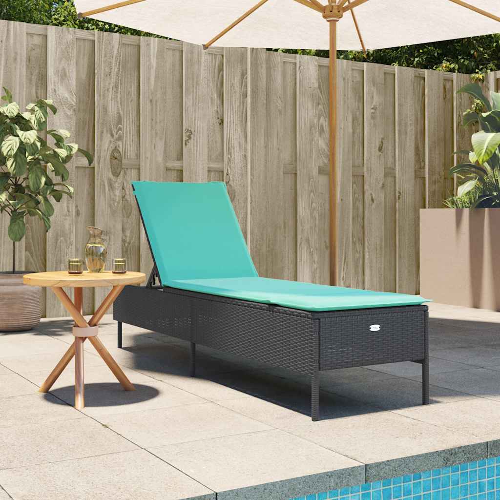 liggestol med hynde sort polyrattan