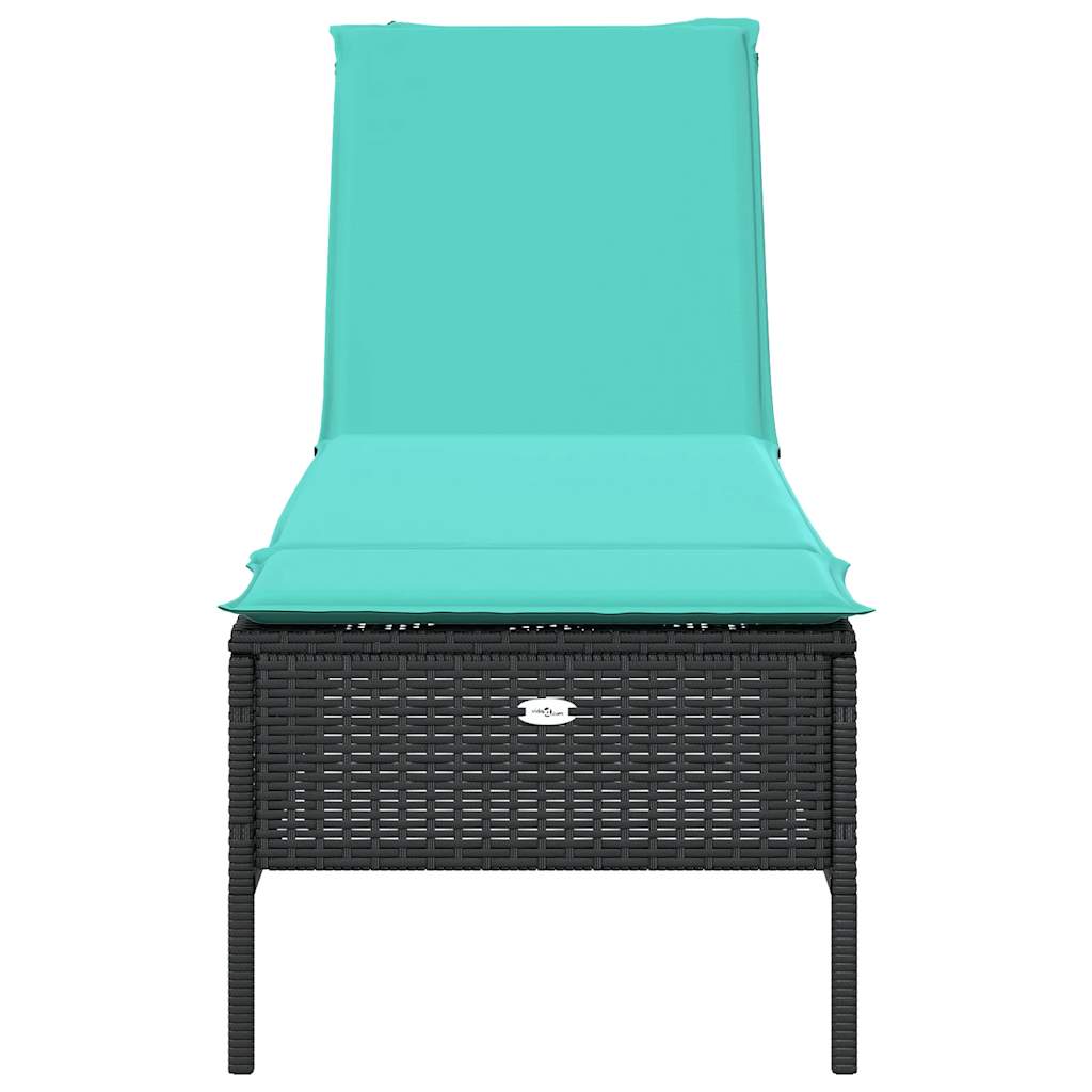 liggestol med hynde sort polyrattan