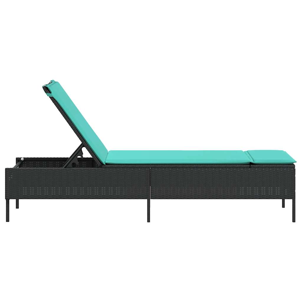 liggestol med hynde sort polyrattan