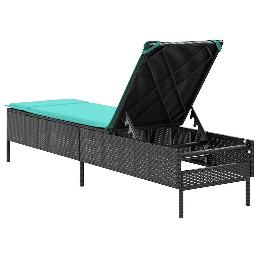 liggestol med hynde sort polyrattan