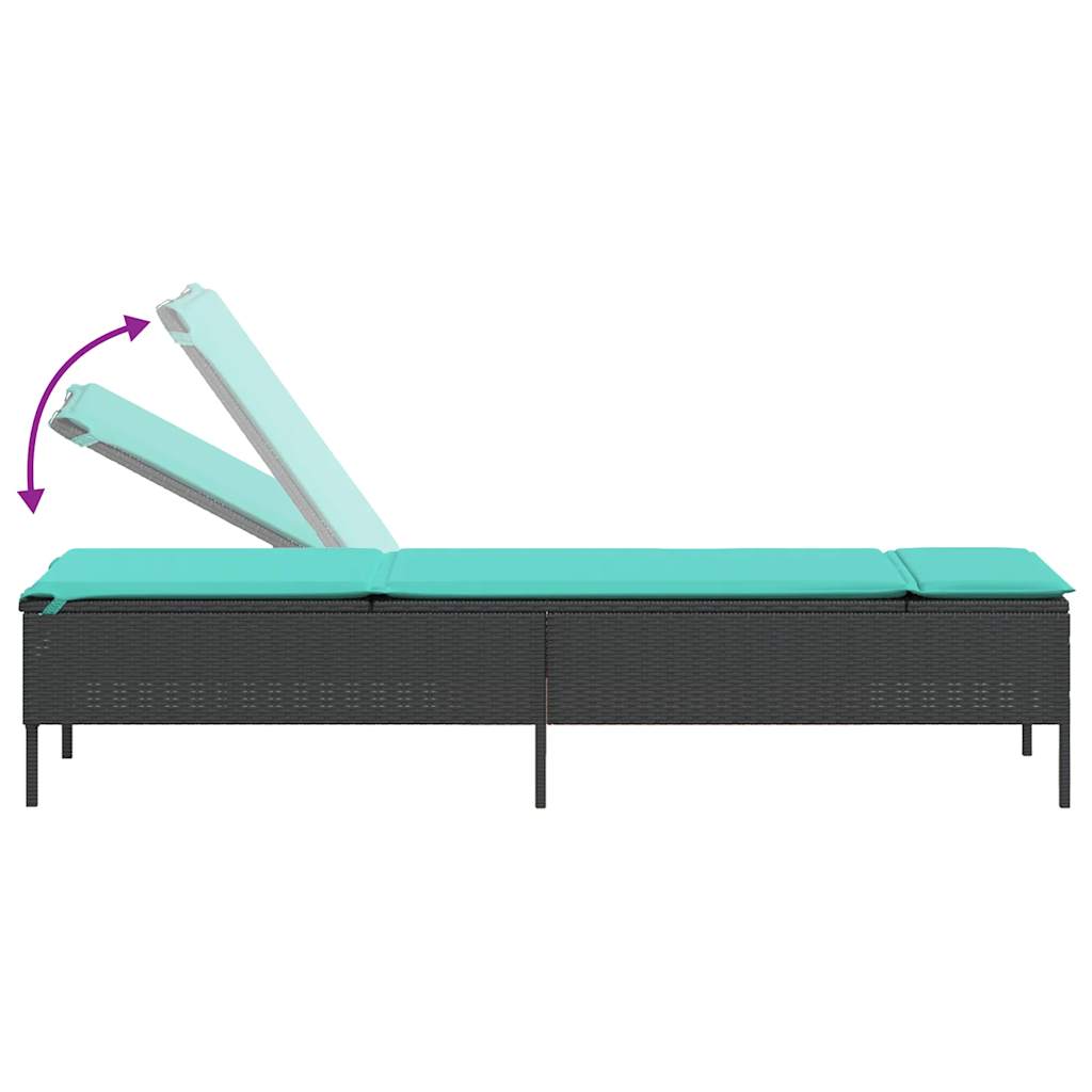 liggestol med hynde sort polyrattan