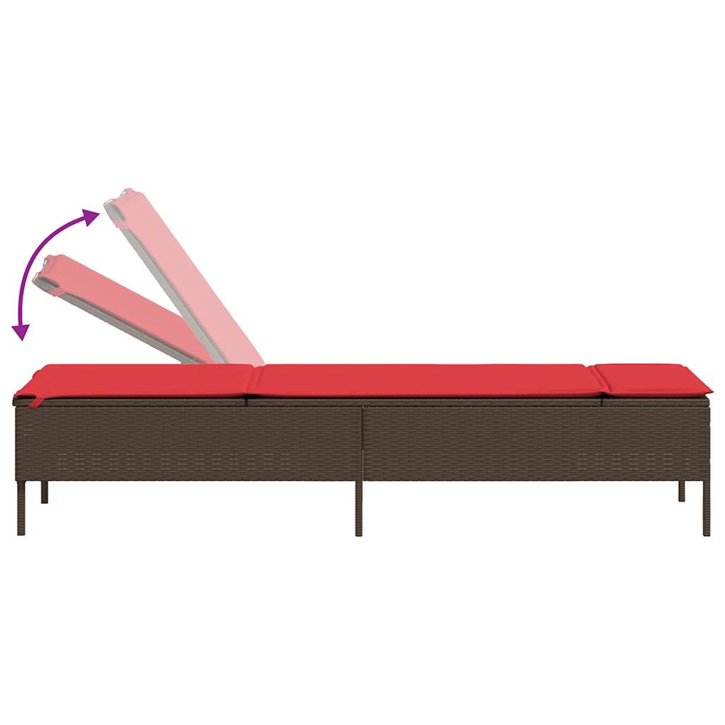 liggestol med bord og hynde brun polyrattan