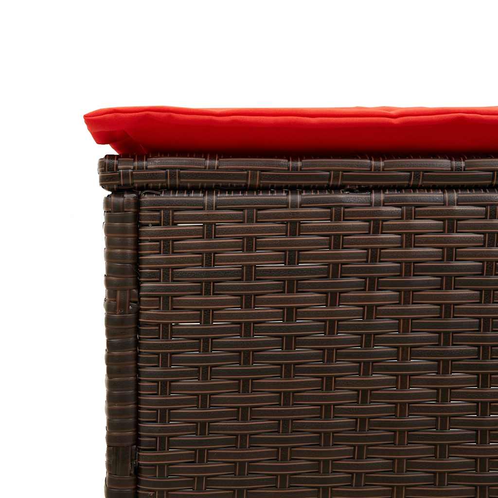 liggestol med bord og hynde brun polyrattan