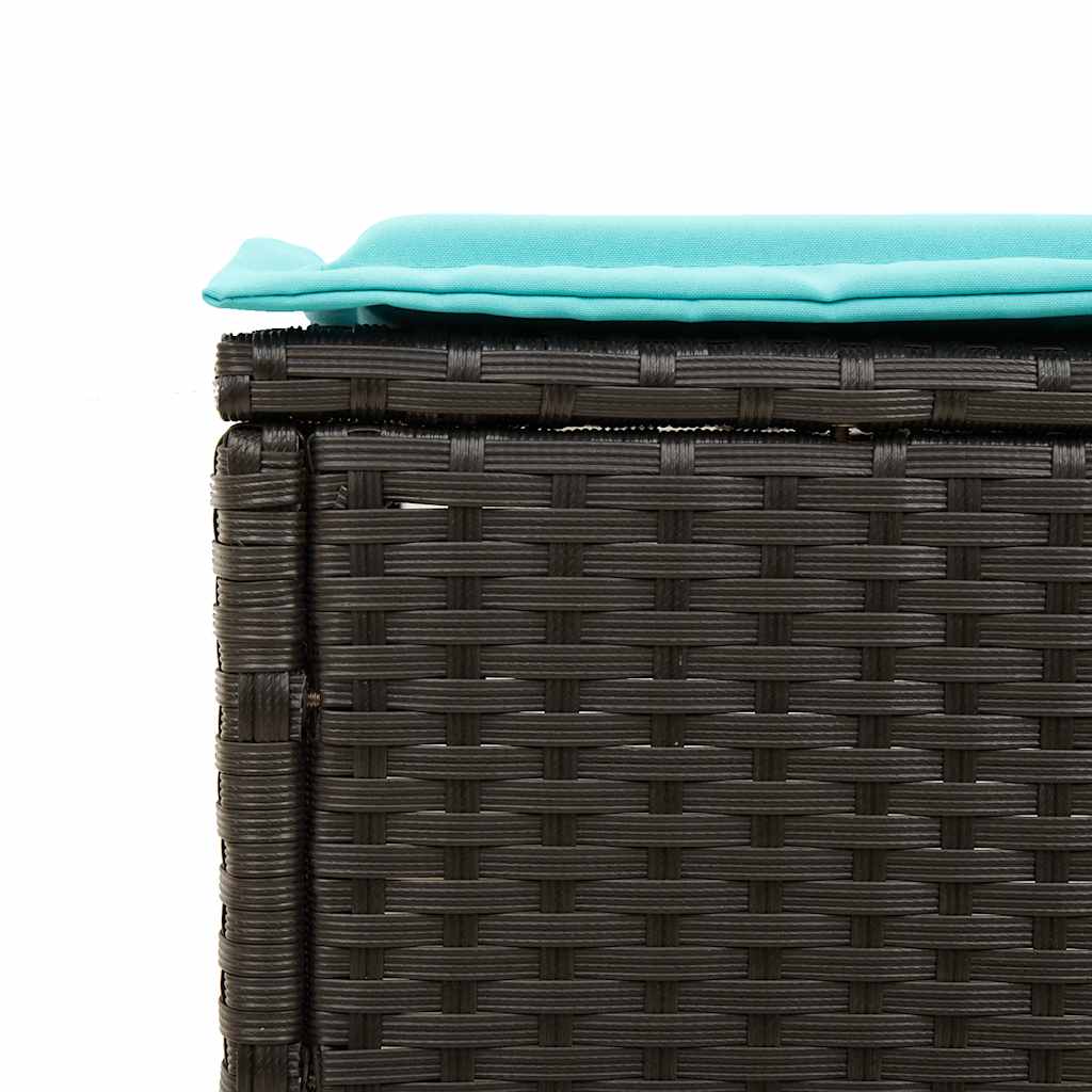 liggestol med bord og hynde sort polyrattan